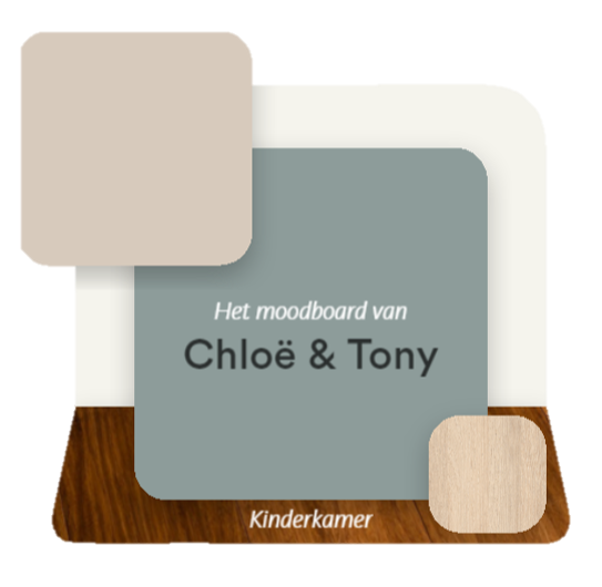 Moodboard maatkast kinderkamer met fjord groen en kasjmiergrijs van Chloë en Tony van Blind Gekocht in Wetteren