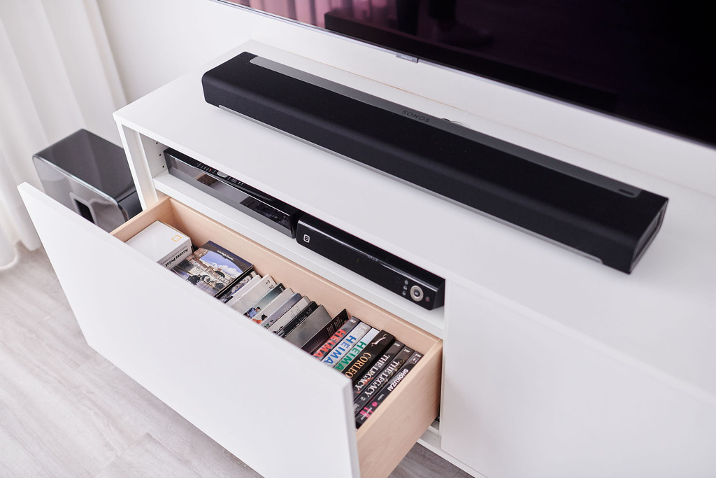aménager meuble tv salon tiroir sur mesure