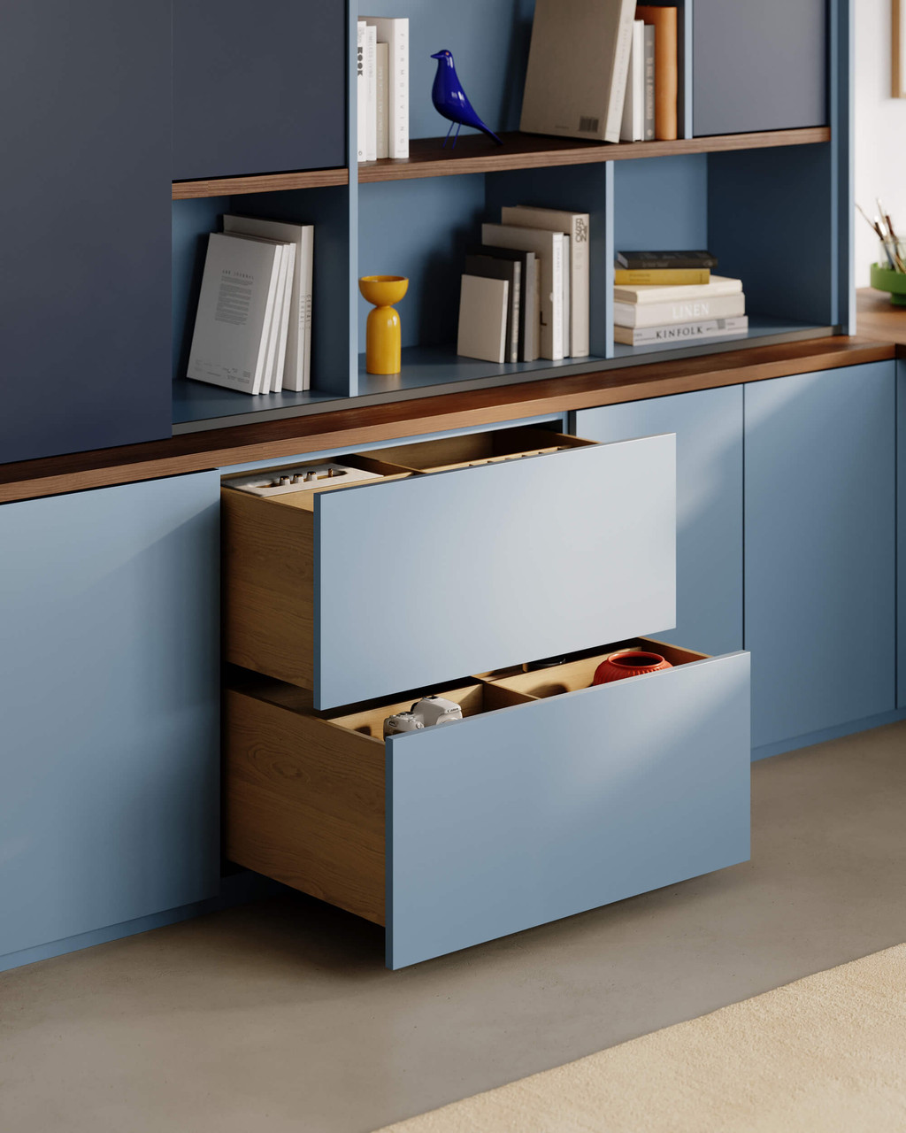 Back to school actie blauw bureau op maat met lades