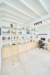 bibliothèque minimaliste avec échelle