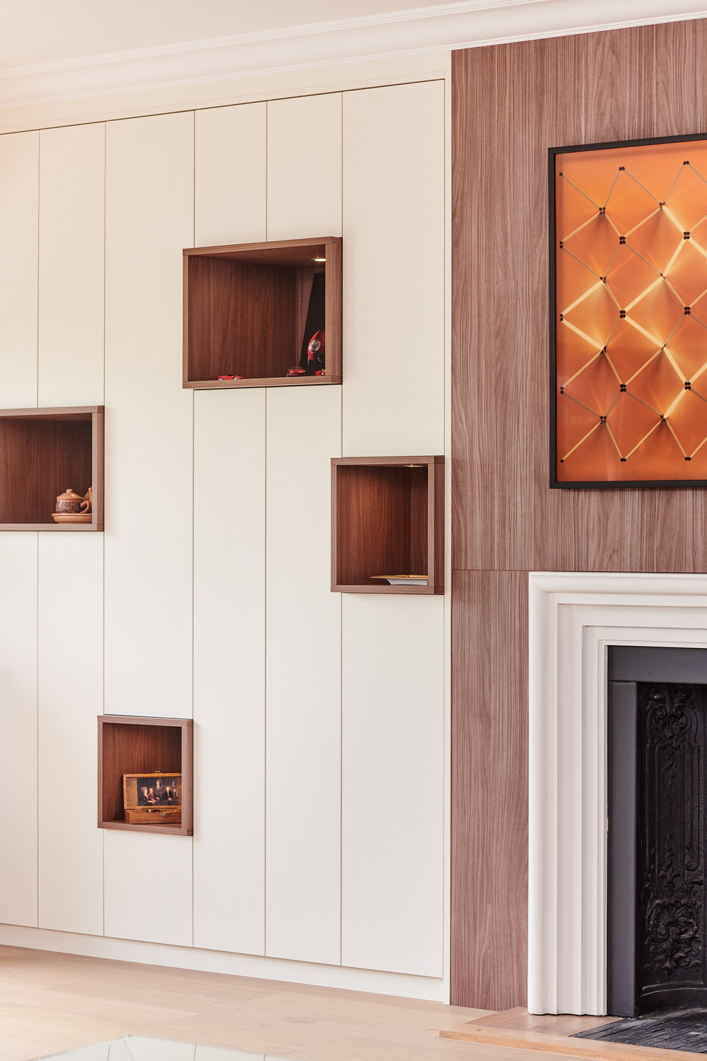 Meuble salon sur mesure avec niches ouvertes