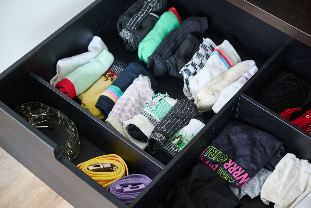 Tiroir avec compartiments pour chaussettes, sous-vêtements et ceintures
