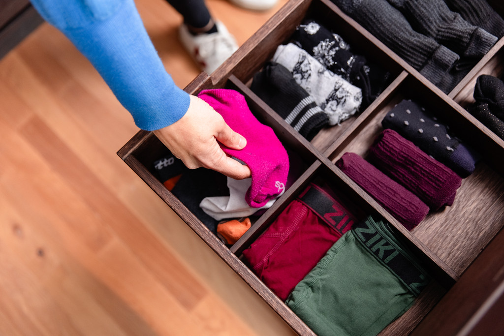 Home Organizing tip lade met part compartiment voor eenzame sokken