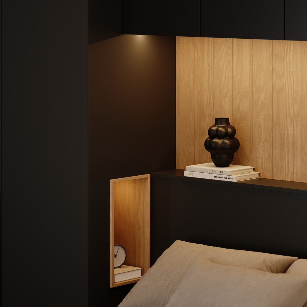 armoire sur mesure style chic noire et bois