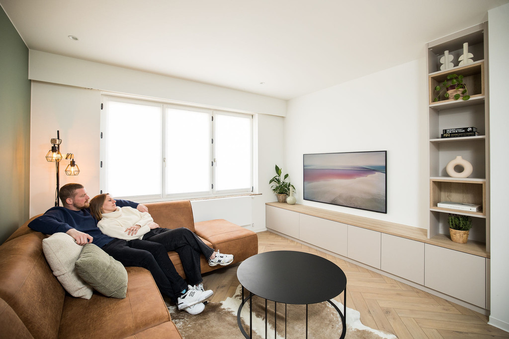 meuble-tv gris cachemire émission ons huis nieuwe huis berchem