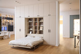 Lit escamotable sur mesure dans les tons clairs